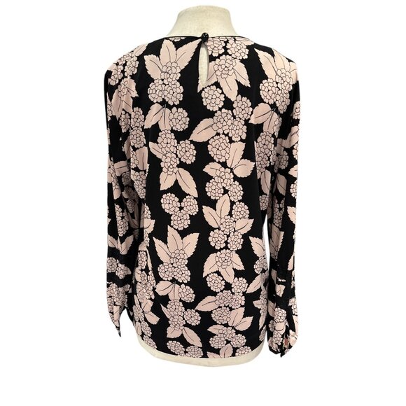 Karl Lagerfeld Paris Womens Long Sleeve Floral Blouse Black & Pink Size L - Picture 3 of 10